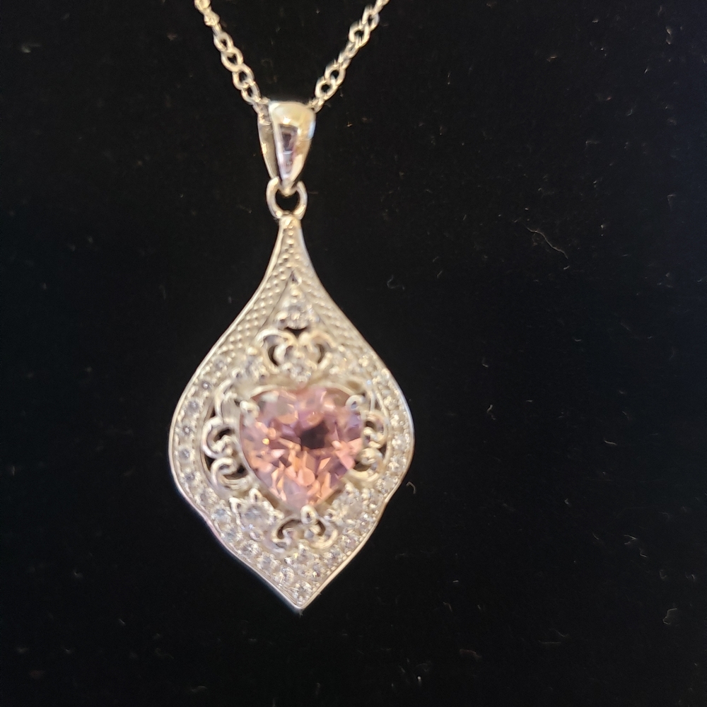 Sterling Silver Pink Heart Pendant